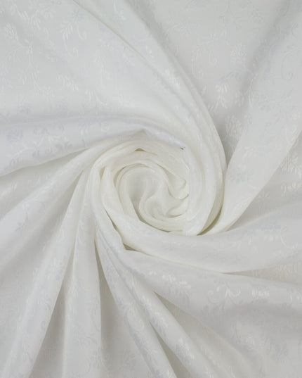 Off White Floral Gardenia Woven Self Jacquard Dress Fabric Material 42" 9815