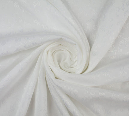 Off White Floral Gardenia Woven Self Jacquard Dress Fabric Material 42" 9815