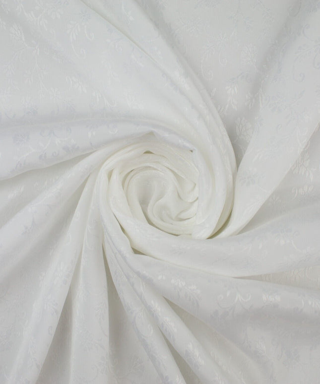 Off White Floral Gardenia Woven Self Jacquard Dress Fabric Material 42" 9815