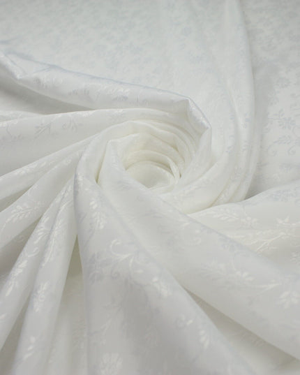 Off White Floral Gardenia Woven Self Jacquard Dress Fabric Material 42" 9815