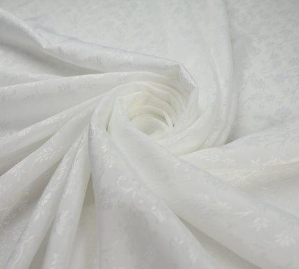Off White Floral Gardenia Woven Self Jacquard Dress Fabric Material 42" 9815