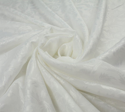 Off White Floral Rose Woven Self Jacquard Dress Fabric Material 42" Wide 9814