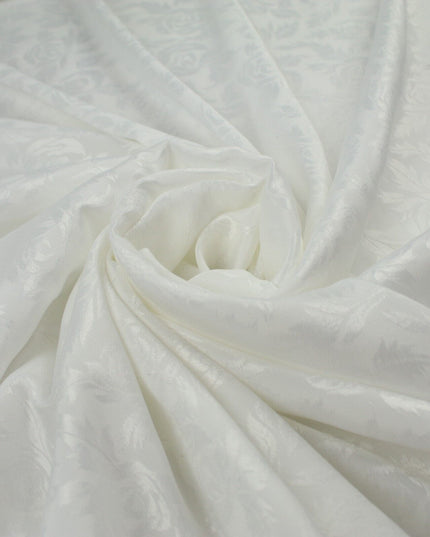 Off White Floral Rose Woven Self Jacquard Dress Fabric Material 42" Wide 9814