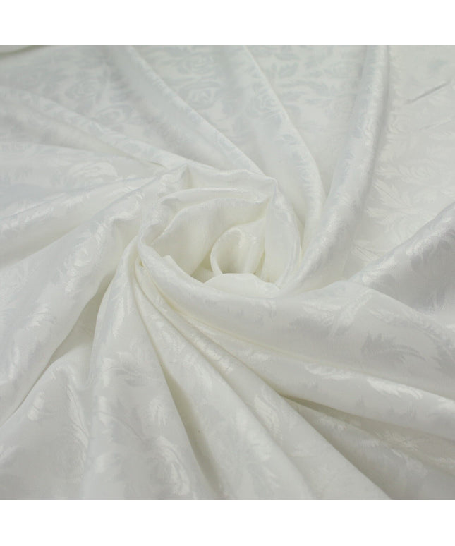 Off White Floral Rose Woven Self Jacquard Dress Fabric Material 42" Wide 9814