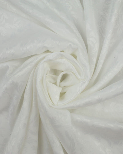 Off White Floral Rose Woven Self Jacquard Dress Fabric Material 42" Wide 9814