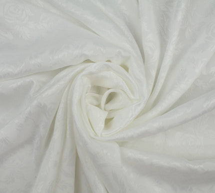 Off White Floral Rose Woven Self Jacquard Dress Fabric Material 42" Wide 9814