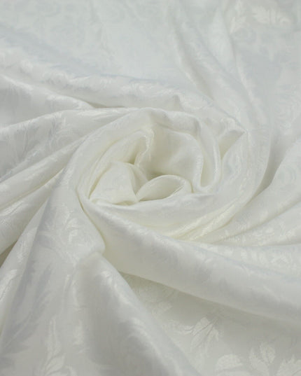 Off White Floral Rose Woven Self Jacquard Dress Fabric Material 42" Wide 9814