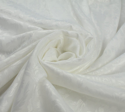 Off White Floral Rose Woven Self Jacquard Dress Fabric Material 42" Wide 9814