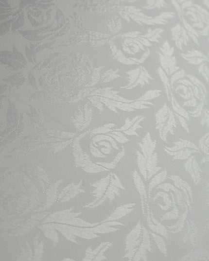 Off White Floral Rose Woven Self Jacquard Dress Fabric Material 42" Wide 9814