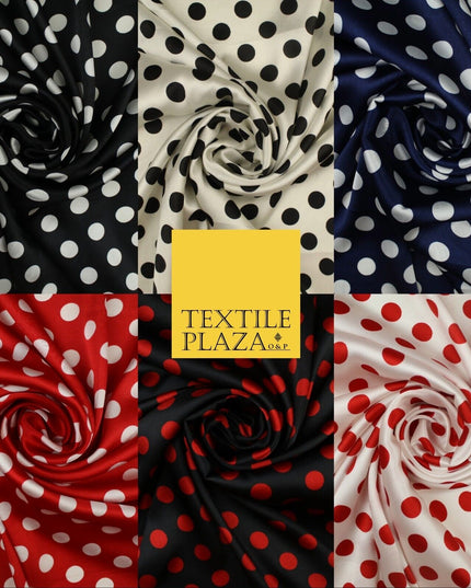 6 COLOURS - Spotted Polka Dot Printed Satin Dress Fabric Blouses Skirts 42" Wide