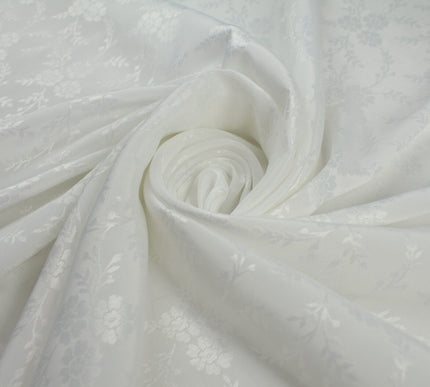 Off White Floral Vines Woven Self Jacquard Dress Fabric Material 42" 9816