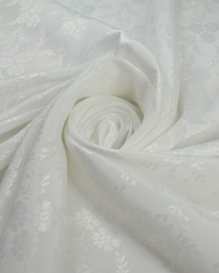 Off White Floral Vines Woven Self Jacquard Dress Fabric Material 42" 9816