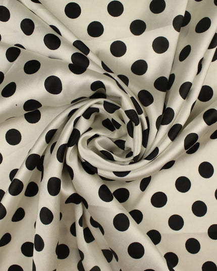 6 COLOURS - Spotted Polka Dot Printed Satin Dress Fabric Blouses Skirts 42" Wide