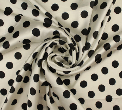 6 COLOURS - Spotted Polka Dot Printed Satin Dress Fabric Blouses Skirts 42" Wide