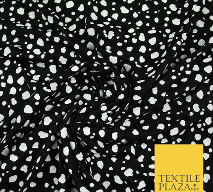 Black with White Mini Cow Spot Print Soft Stretch Jersey Fabric 56"6667