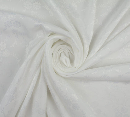 Off White Floral Vines Woven Self Jacquard Dress Fabric Material 42" 9816