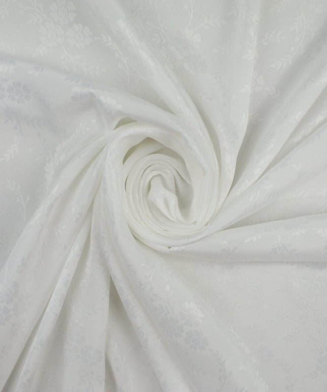 Off White Floral Vines Woven Self Jacquard Dress Fabric Material 42" 9816