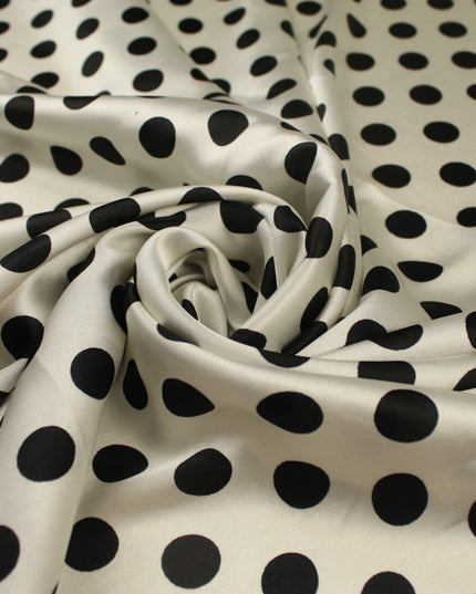 6 COLOURS - Spotted Polka Dot Printed Satin Dress Fabric Blouses Skirts 42" Wide
