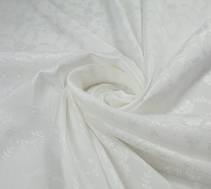 Off White Floral Vines Woven Self Jacquard Dress Fabric Material 42" 9816