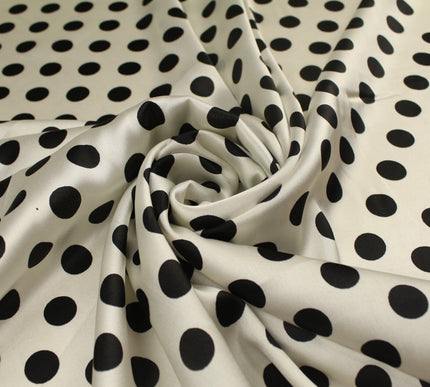 6 COLOURS - Spotted Polka Dot Printed Satin Dress Fabric Blouses Skirts 42" Wide