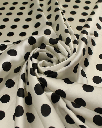 6 COLOURS - Spotted Polka Dot Printed Satin Dress Fabric Blouses Skirts 42" Wide