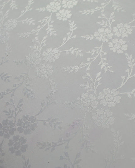 Off White Floral Vines Woven Self Jacquard Dress Fabric Material 42" 9816