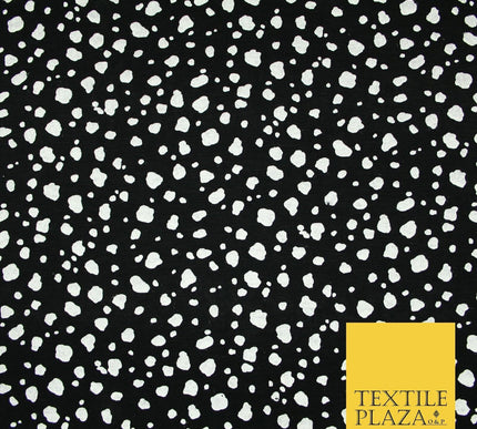 Black with White Mini Cow Spot Print Soft Stretch Jersey Fabric 56"6667