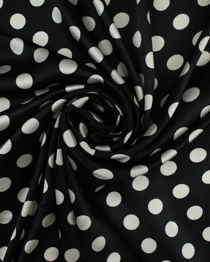 6 COLOURS - Spotted Polka Dot Printed Satin Dress Fabric Blouses Skirts 42" Wide