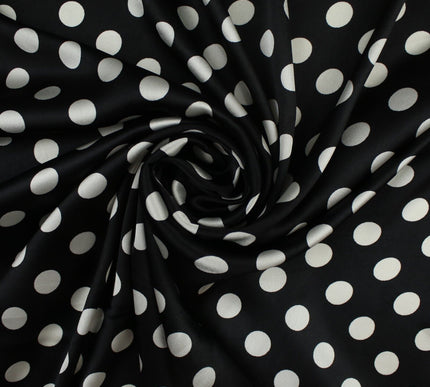 6 COLOURS - Spotted Polka Dot Printed Satin Dress Fabric Blouses Skirts 42" Wide