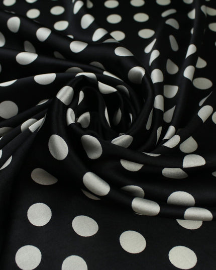 6 COLOURS - Spotted Polka Dot Printed Satin Dress Fabric Blouses Skirts 42" Wide