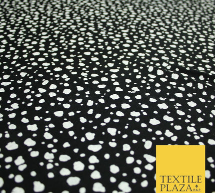 Black with White Mini Cow Spot Print Soft Stretch Jersey Fabric 56"6667