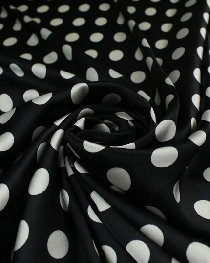 6 COLOURS - Spotted Polka Dot Printed Satin Dress Fabric Blouses Skirts 42" Wide