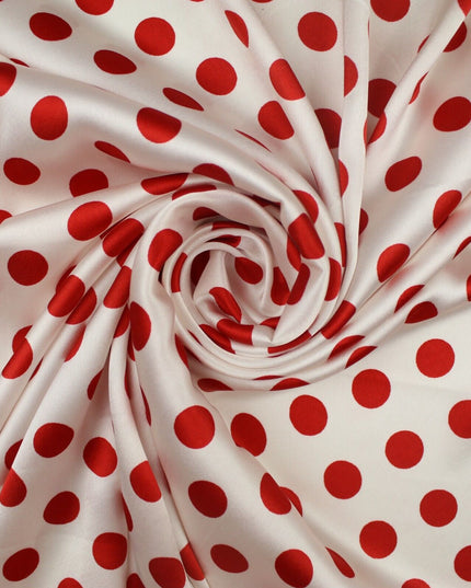 6 COLOURS - Spotted Polka Dot Printed Satin Dress Fabric Blouses Skirts 42" Wide