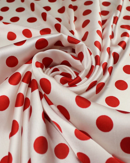 6 COLOURS - Spotted Polka Dot Printed Satin Dress Fabric Blouses Skirts 42" Wide