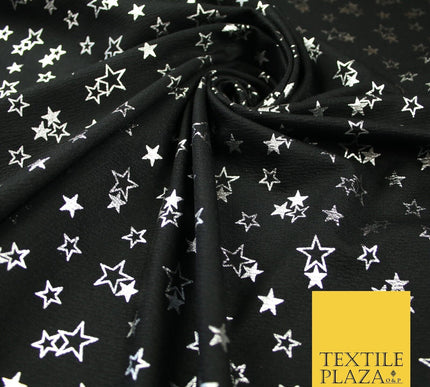 Black with Metallic Star Clusters Print Soft Touch Stretch Jersey Fabric 56"6662