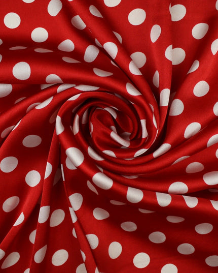 6 COLOURS - Spotted Polka Dot Printed Satin Dress Fabric Blouses Skirts 42" Wide