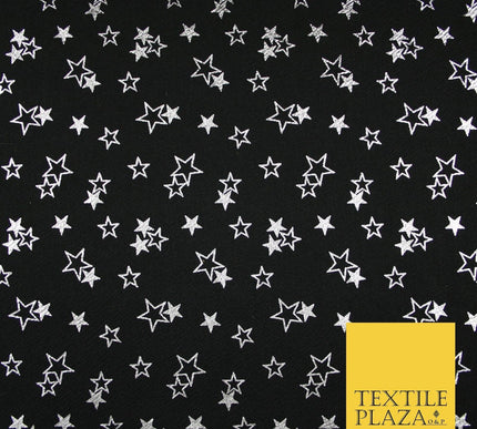 Black with Metallic Star Clusters Print Soft Touch Stretch Jersey Fabric 56"6662