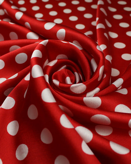 6 COLOURS - Spotted Polka Dot Printed Satin Dress Fabric Blouses Skirts 42" Wide