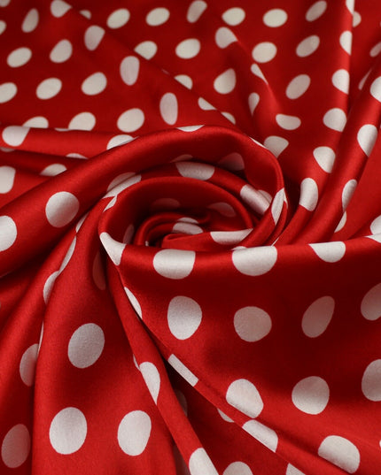 6 COLOURS - Spotted Polka Dot Printed Satin Dress Fabric Blouses Skirts 42" Wide