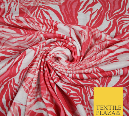 Coral Pink Tropical Swirl Pattern Print Soft Touch Stretch Jersey Fabric 56"6657