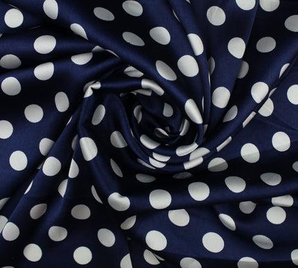 6 COLOURS - Spotted Polka Dot Printed Satin Dress Fabric Blouses Skirts 42" Wide