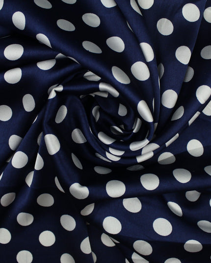 6 COLOURS - Spotted Polka Dot Printed Satin Dress Fabric Blouses Skirts 42" Wide