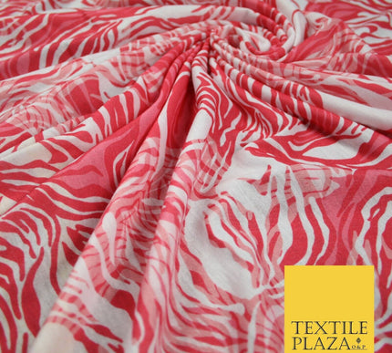 Coral Pink Tropical Swirl Pattern Print Soft Touch Stretch Jersey Fabric 56"6657