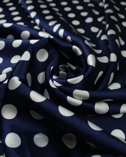6 COLOURS - Spotted Polka Dot Printed Satin Dress Fabric Blouses Skirts 42" Wide