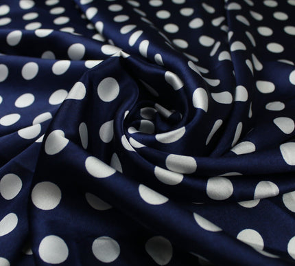 6 COLOURS - Spotted Polka Dot Printed Satin Dress Fabric Blouses Skirts 42" Wide