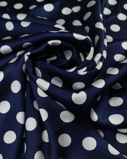 6 COLOURS - Spotted Polka Dot Printed Satin Dress Fabric Blouses Skirts 42" Wide