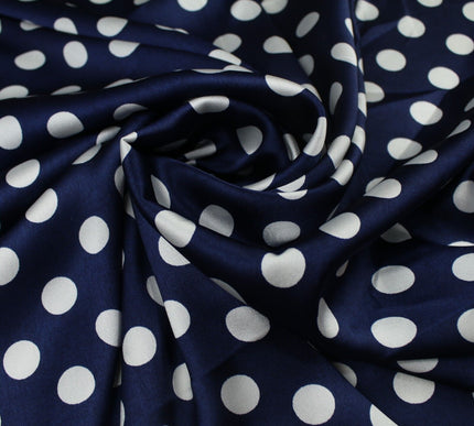 6 COLOURS - Spotted Polka Dot Printed Satin Dress Fabric Blouses Skirts 42" Wide