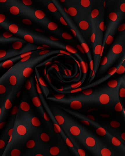 6 COLOURS - Spotted Polka Dot Printed Satin Dress Fabric Blouses Skirts 42" Wide