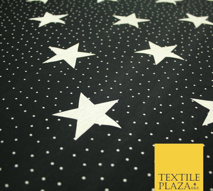 Black with White Stars Small Dots Print Soft Touch Stretch Jersey Fabric 56"6664