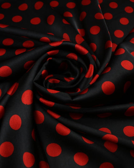 6 COLOURS - Spotted Polka Dot Printed Satin Dress Fabric Blouses Skirts 42" Wide